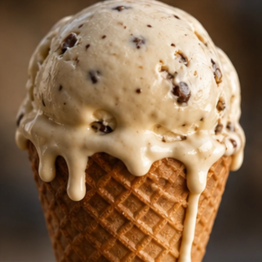 Premium melting ice cream macro shot