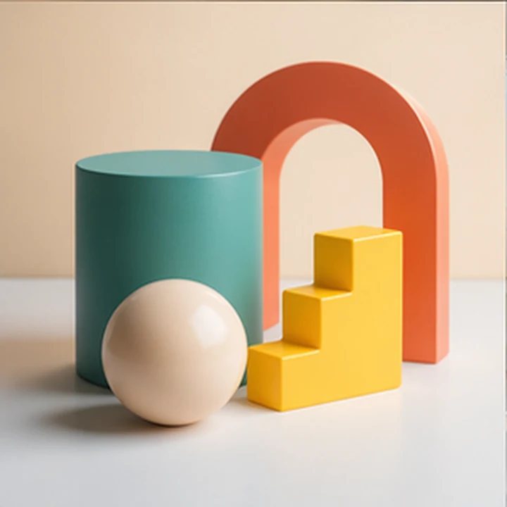 Colorful 3D Shape Still Life