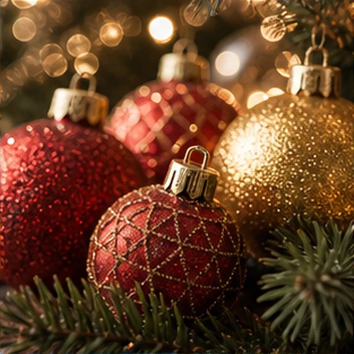 Red Christmas Ornaments Close-Up