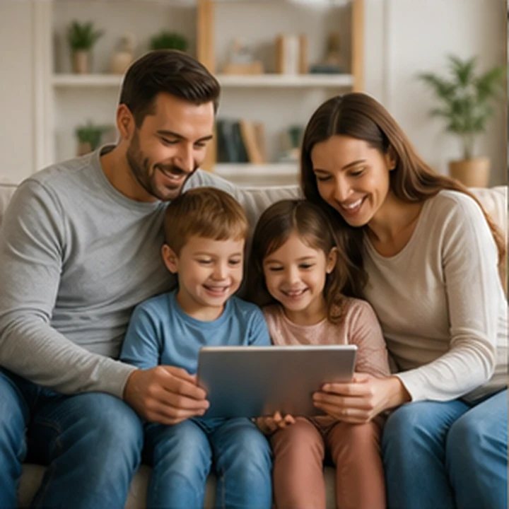 Family Tablet Moment at Home