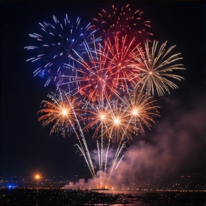 Colorful Fireworks Night Sky