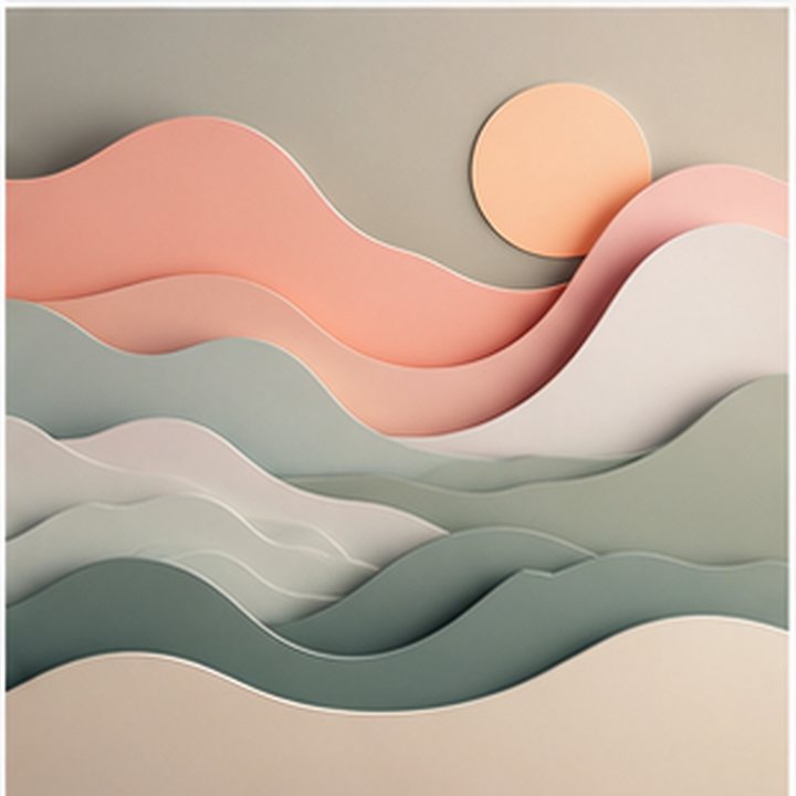 Abstract Paper Cut Landscape