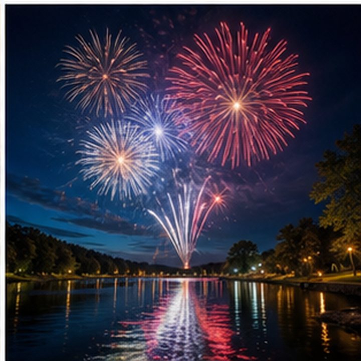 Fireworks Over Lake