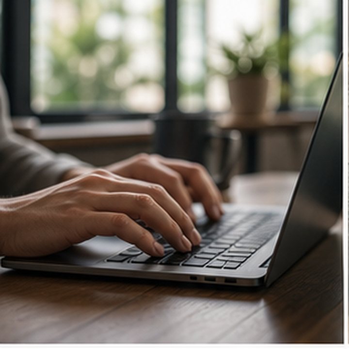 Hands Typing Laptop