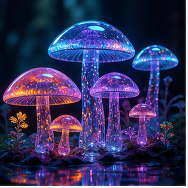 Neon Glass Mushrooms