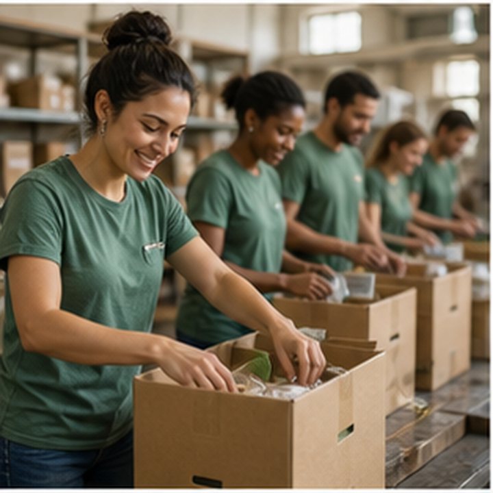 Nonprofit Volunteer Packing Boxes