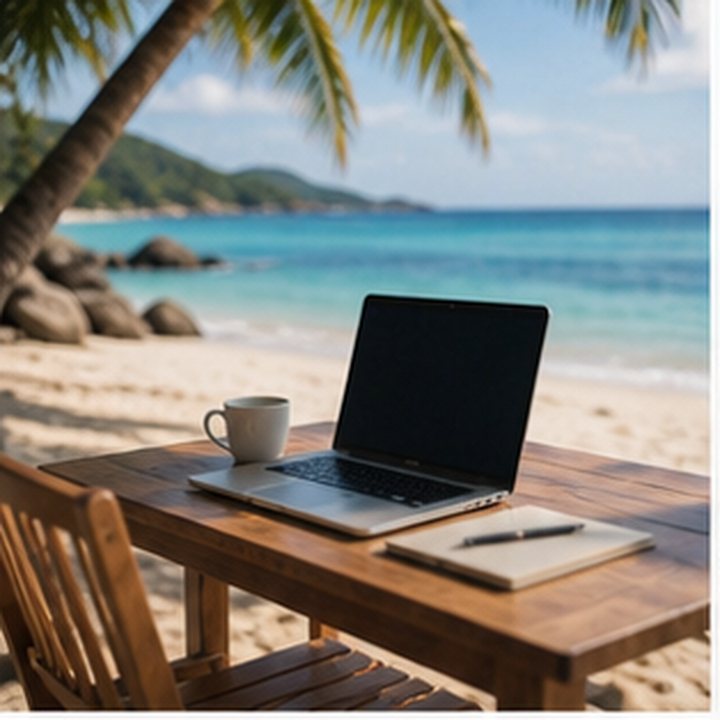 Remote Beach Laptop