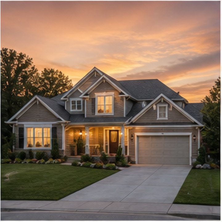 Suburban Home Sunset
