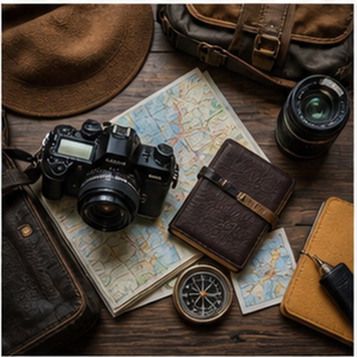 Travel Camera Flat Lay