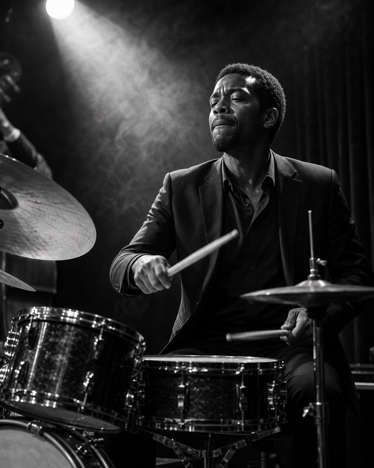 Black and White Jazz Drummer