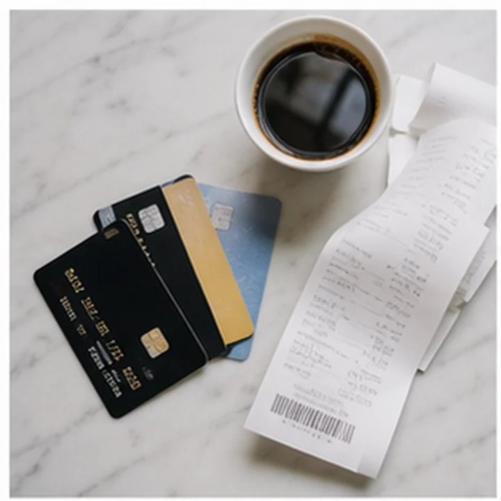 Credit Cards Receipt Flat Lay