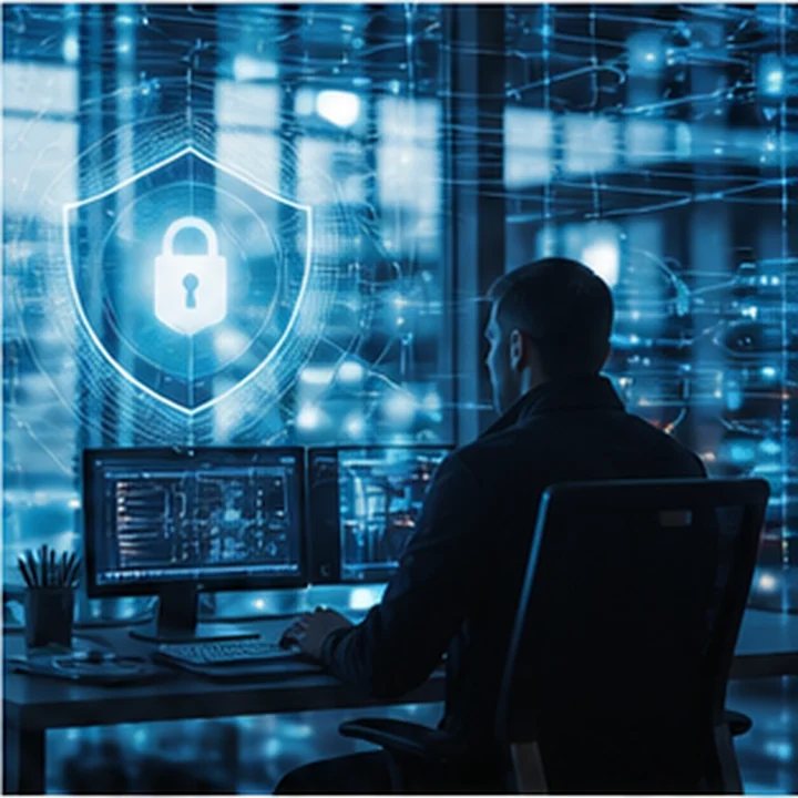 Cybersecurity Abstract Office Scene